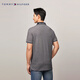 Tommy Hilfiger breathable and comfortable spring and summer men's pique mesh business floral gauze trim lapel short-sleeved T-shirt POLO dark gray DW5 L (recommended 150-165Jin Jin equals 0.5 kg)