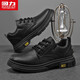 Warrior Business Retro Casual Work Shoes Мужчины кружевные кожаные туфли мужчины 1632 черные 43