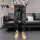 Woodpecker (Tucano) Herrenrissen Jeans Spring Modemarke Slim Feet 2025 Schwarze lässige Hose Amerikaner Retro Herrenhosen 6636 Schwarz 29