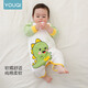 Youqi children's nightgown anti-kick quilt all-season cotton baby pajamas autumn and winter close-fitting baby home jumpsuit spring and autumn small dinosaur green 73 cm