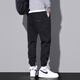 Woodpecker casual pants men's tying feet trendy workwear men's 2025 summer thin loose long pants 9859 black + 9859 gray plus velvet plus velvet M