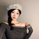 Yi Jian beret with bow for women, versatile temperament, retro fashion painter hat, autumn and winter hat with wool beret, exquisite bow beret, gray, one size fits all (recommended 55-57cm)