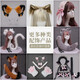 Haiyiduo Halloween headband cat ears bell headband plush Japanese bow headdress cat girlfriend anchor Lolita black fur pink bow-golden bell