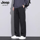 JEEP SPIRIT高档机能工装裤子男士秋冬款加绒加厚直筒伞兵运动休闲长裤男 9856军绿色 加绒 L 推荐【111-120斤】