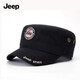 JEEP SPIRIT Jeep Flat Top Hat Men's Pure Cotton Sun Visor Cap Casual Hat Men's Outdoor Fishing Hat Spring and Autumn Baseball Cap Black