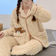 Qiao Yumeng Pajamas para mujeres en invierno en espesor en espesor de terciopelo de coral cálido lindo dibujos animados de internet estilo celebridad de otoño e invierno ropa para el hogar MF-897# Light Luxury Plaid Children Style M
