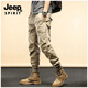 Jeep Spirit Casual Work Hosen für Männer Frühling und Herbst Neue losen Kleidung-resistente Hosen für Männer Mehrfachpocket-Trend mittleren Alters und junge Menschen, die Füße Hose 679 Khaki 28 Binden
