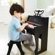 Hape electronic piano toy music lighting teaching electronic piano simulation wooden 3-6 year old boys and girls children early education 25 key sound and light vertical piano black E0629