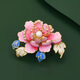 WEISHINI Chinese style dotted emerald peony brooch for women, national fashion classical pearl corsage, elegant and elegant pin, exquisite accessories dotted emerald blue peony B01-203