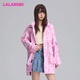 LALABOBO多巴胺迷彩中长风衣女秋季新款宽松轻户外工装外套LBDC-WSDW13 粉色 常规 S