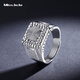 Miss JuJu platinum ring for men pt950, elegant white gold solid wide thick plate ring with adjustable mouth, weight 16.93g