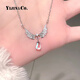 Yijin S999 Pure Silver Angel Teardrop Pure Silver Necklace Women's Light Luxury Niche Moonstone Teardrop Silver Ornament Chinese Valentine's Day Gift Exquisite Gift Box S999 Pure Silver Angel Necklace