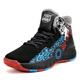 G.Duckkids Jungen Basketballschuhe für Winter plus Samt verdickte warme Kinder weiche Sohle Anti-Rutsch mittel- und großer Kinder-Laufschuhe Schockabsorbier- und Verschleißschuhe BG-Black und Blue 695m (nicht ausrutschen) 34 Größen
