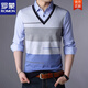 ROMON (ROMON) Spring and Autumn Fake Two-piece Shirt Collar Knit Sweater Men's Long Sleeve Double Collar Shirt T-shirt Middle-aged Men's Thin. Base Shirt 3878 Blue (Spring and Autumn) Button Cuffs Thin XL 175 Recommended 138-158Jin [Jin equals 0.5 kg]
