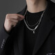 BJYL double-layer necklace for men's fashionable student letter pendant, versatile clavicle chain, personalized choker, clothing accessories, gift for boyfriend