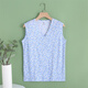 AB AB Summer Summer delgada algodón en V de algodón en V ropa de cárdigan chaleco de cárdigan de mediana edad y ancianos con pijamas y sudadera S724 Blue Rose XL (165/95)