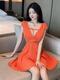 
Luzhan Chunxia Extra Large Size 300 Jin [Jin equals 0.5 kg] Fat mm nightclub style V-neck slim hot girl short-sleeved dress covering belly short skirt Black XL Recommended 120-150 Jin [Jin equals 0.5 kg]