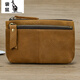 Kangaroo (KANGAROO) Men's Fashionable Casual Lightweight Crazy Horse Leather Retro Genuine Leather Belt Key Ring Coins Bag Key Coin Wallet 9202-Coffee Color