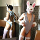 Yaqu men's sexy underwear 2024 new sexy transparent role-playing three-point male sexy underwear bunny boy gray + white stockings men's special masturbation sexy underwear thong men's sexy intercourse M (80-120)