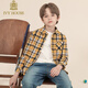 IVY HOUSE Ivy children's clothing boys' long-sleeved shirt big children's autumn new plaid shirt casual sports versatile college style yellow plaid 130cm