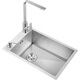 
Daihuo Kitchen 304 stainless steel handmade sink single slot narrow long small apartment bar wash basin thick horizontal dishwasher 48*35 with 6193 round faucet full set