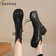 Daphne (DAPHNE) official thick-soled Martin boots for women 2024 new autumn black short boots for women British style small boots for women versatile black [main picture thick-soled V-mouth-6.5cm] 36