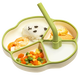 YEEHOO baby meal plate, children's silicone baby suction cup type bowl complementary food partition learning food integrated dining tableware, green and white [straw + dust cover]