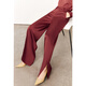 AMII Women's 2025 Autumn New Minimalist Solid Color Imitation Acetate Satin Shirt Casual Pants Suit Women Bordeaux Red-Trousers 12240914 XS 150/76A