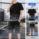 NASA BASE Casual Anzug Herren Sommereis Seidenkleidung Herren Sportbekleidung Herren-Fitnessanzug kurzärmelige Sommer-Sportbekleidung 9863 Black L (110-125jin [Jin ist gleich 0,5 kg])