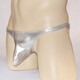 Ye Zimei Men's Glossy Patent Leather Thong Sexy Thin Belt Men's Protruding Tight Low Waist Sexy Underwear Silver One Size