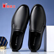 SPIDERKING Spider King Leather Shoes Men's Autumn Cow Leather British Business Casual Slip-On Soft Sole Dad Shoes Black 42