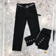 Yimuqi European Station 202 autumn and winter new fat m high waist jeans for women, slimming cigarette trousers, cigarette trousers, nine-point pants, 693 rear button pants, high elastic spring and autumn style 8XL s 8095Jin[Jin equals 0.5 kg]