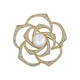QUAMER2024 Camellia Small Fragrance Brooch French Full Diamond Zirconia Creative Hollow Corsage West Gold