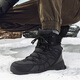 HUMTTO winter outdoor snow boots, thick velvet lining, cold-resistant and warm men's outdoor cotton shoes, black 42