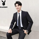 Playboy suit men Korean style slim body jacket best groom wedding business professional suit men two button black top + shirt + tie + trousers XL