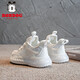 Zapatos para niños de Babudou Zapatos blancos para niños 2025 Autumn New Mesh Niñas transpirables zapatos casuales viejos zapatos deportivos de suela suave Pearl White 13547 (red doble) 33 Longitud interna 21.4 cm