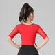 
GUBPMTSHIM Latin dance top women's mid-sleeved round neck Chacha ballroom dance practice suit autumn new style Jitba dance suit short sleeve black B829 mid-sleeved top XL