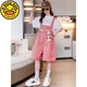 
G.DUCKKIDS little yellow duck girls summer overalls suit 2024 new style medium and large children fashionable children summer thin style short khaki rabbit strap suit 140 cm recommended height about 1 meter 3-1 meter 35