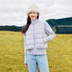 Xuezhongfei new style women's thin and classic down jacket spliced ​​and knitted design for women's short versatile and fashionable duck down jacket Qinglu Zi 6195 160/84A