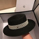 Skonwat acheter un chapeau haut de gamme français pour les femmes en été m étiquette paille chapeau hepburn style perle plat chapeau soleil