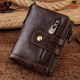 Hummer Paul's first layer cowhide men's genuine leather wallet short multi-card zipper driver's license card bag folding multi-function wallet brown (top layer cowhide)