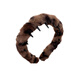 Zuoou plush hairband with toothed anti-slip hairpin for women, winter furry leopard print headband, furry hair hole headband for women, dark brown leopard print plush wavy