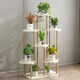 Soporte de flores para balcón de flores balcón nuevo estilo chino mesa de flores decoración interior sala de estar de múltiples capas ventanas suculenta bote de flores estante de pollo tridimensional estante de flores de madera de madera de siete capas