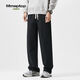 MMOPTOP Japanese casual pants men's autumn and winter simple loose straight wide-leg sports trousers K006 black XL