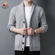 Scarecrow sweater men's sweater cardigan with wool autumn and winter sweater jacket men's Korean style trendy sweater simple and casual light gray XL (175)