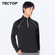TECTOP quick-drying clothing men's outdoor stand-up collar breathable running elastic long-sleeved T-shirt reflective cycling clothing 035 men's black L