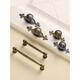 European antique cabinet door handle American wardrobe cabinet Qinggu old door handle drawer furniture small handle A4 A14128 hole distance yellow bronze