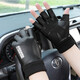 Zhugang Half Finger Gloves for Men and Women Winter Warm Anti-Slip Fingerless Cycling Driving Waterproof Plus Velvet Fishing Takeaway Cycling Outdoor Leather Two Finger-Men's Style