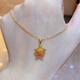 Fat Donglai's same style 18K gold pendant, five-pointed star 18k gold hollow necklace for women, simple and fashionable gold filigree star, star pendant + o-shaped chain