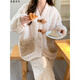 Chuangjingyi chooses pajamas for pregnant women in winter thickened coral velvet confinement clothes in autumn and winter thickened sweet pajamas for pregnant women in women for women MY-9922 Apricot and brown letter bear [Breastfeeding L (recommended 100-130 Jin [Jin equals 0.5 kg])